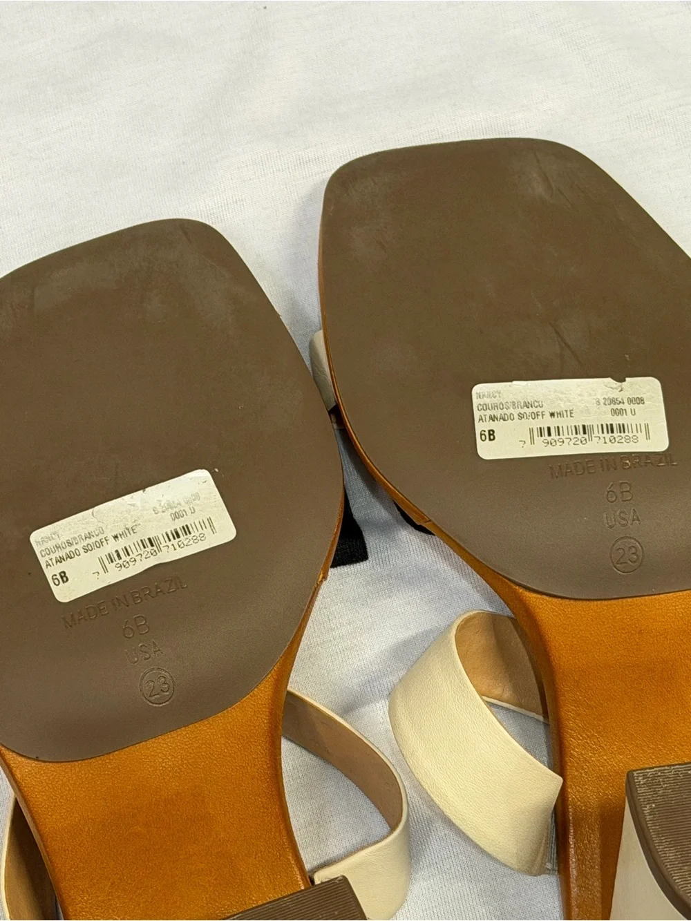SCHUTZ Cream Leather Whipstitch Square Toe Block Heel Sandals Size 6